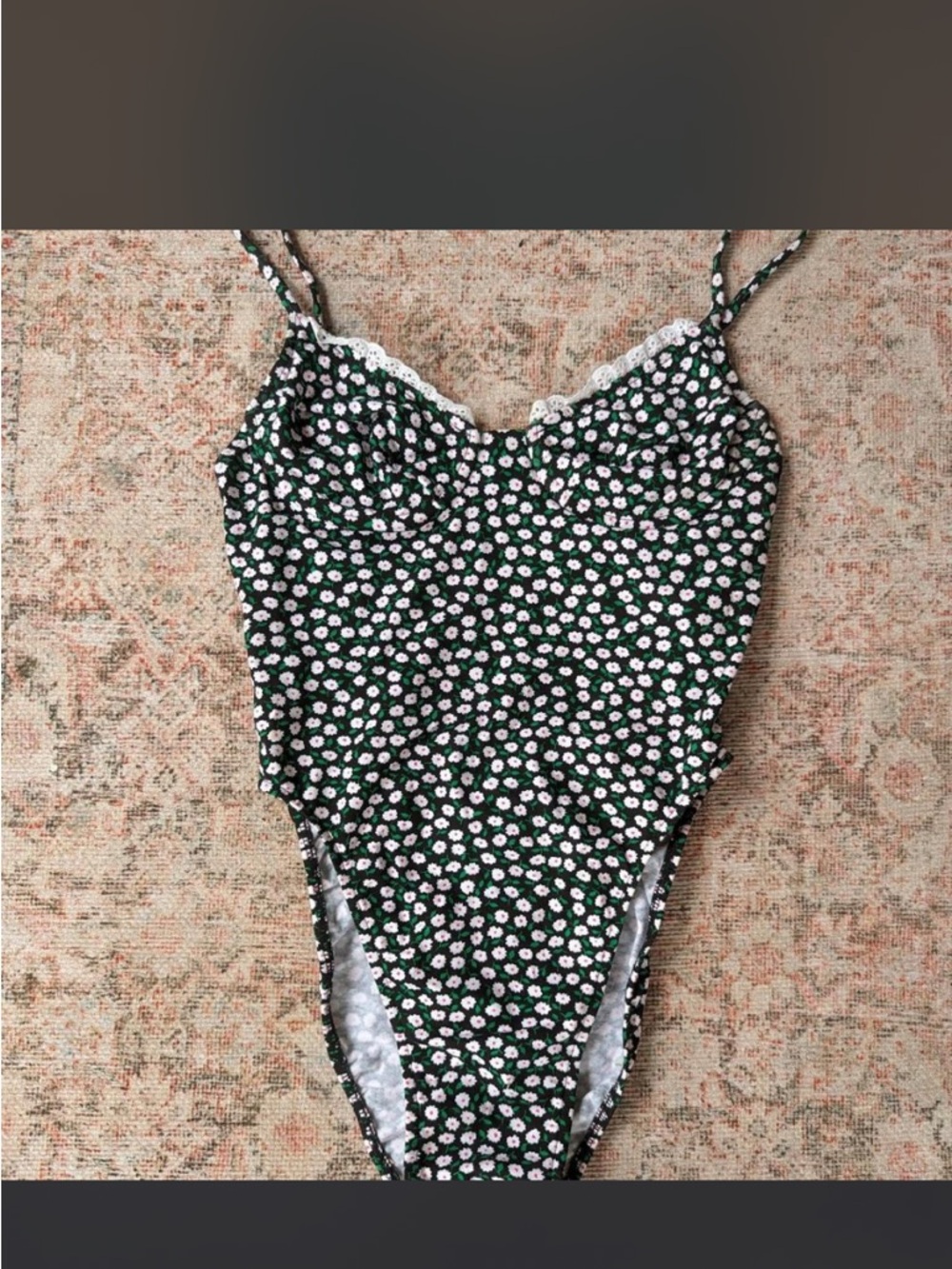 Raisins Green Floral One-Piece Swimsuit with White Daisies